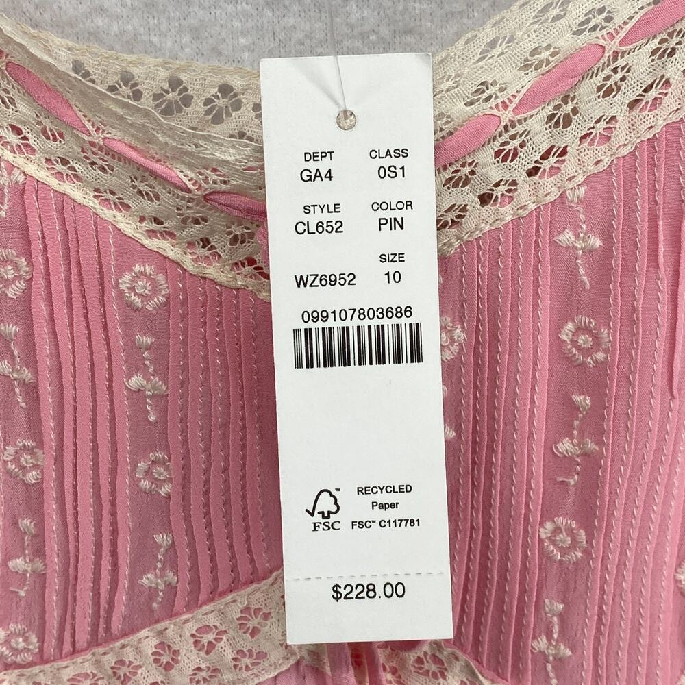 J.CREW Dress 10 Pintuck Lace Trim Slip Crepe de Chine Maxi Viscose Pink NEW - Picture 11 of 15